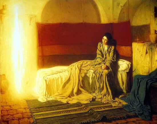 The Annunciation, 1898, Philadelphia Museum of Art.
By Henry Ossawa Tanner - http://freechristimages.org/biblestories/annunciation.htm, Public Domain, https://commons.wikimedia.org/w/index.php?curid=4864374